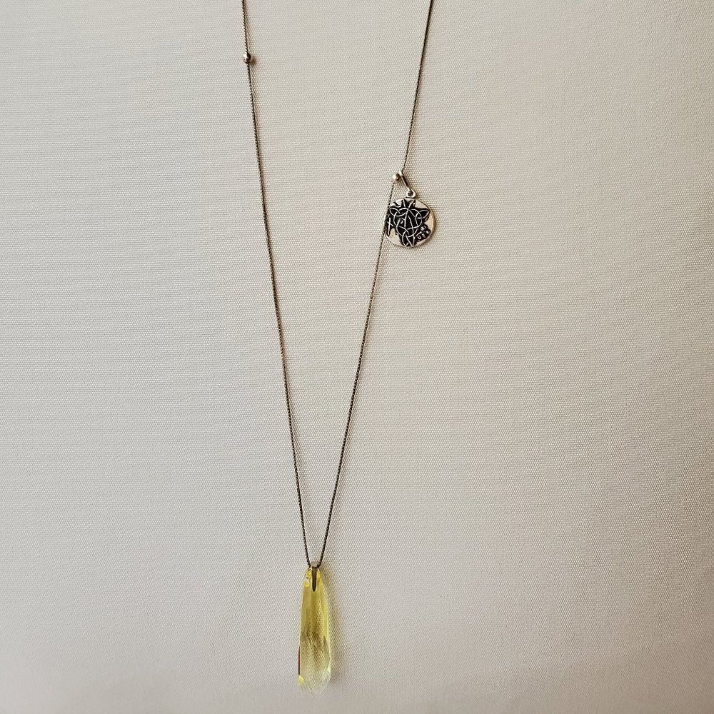 Alex and Ani Yellow Crystal Necklace w/Vine Charm
